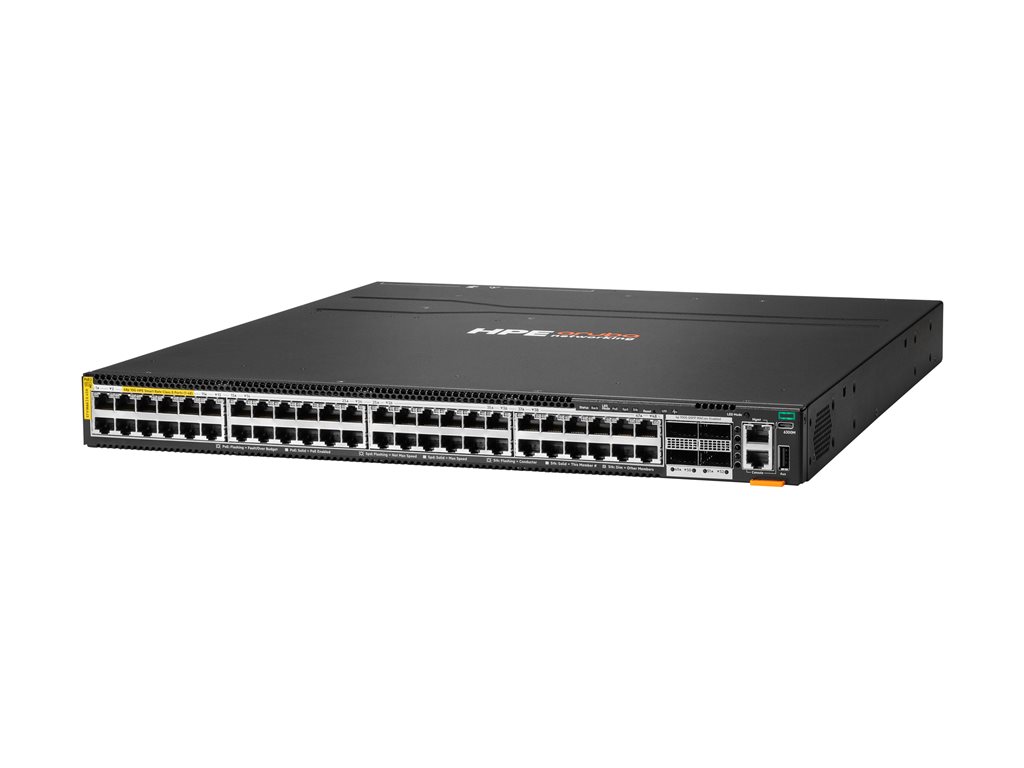 HPE Aruba Networking CX 6300M 48p SR10 1G / 2.5G / 5G / 10G PTP / AVB Class8 PoE 4p 100G MACsec Switch - Switch - nur horizontale Oberflächenmontage - L3 - managed - 48 x 100 / 1000 / 2.5G / 5G / 10GBase-T (PoE++) + 4 x 10 Gigabit / 25 Gigabit / 40 Gigabi